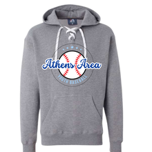 Load image into Gallery viewer, Athens Area Youth Baseball Adult Hoodie w/ Ties