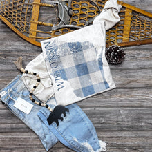 Load image into Gallery viewer, Distressed Plaid Wisconsin Crewneck Sweatshirt