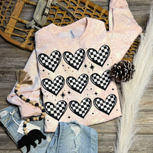 Load image into Gallery viewer, Checkered Hearts Crewneck Sweatshirt