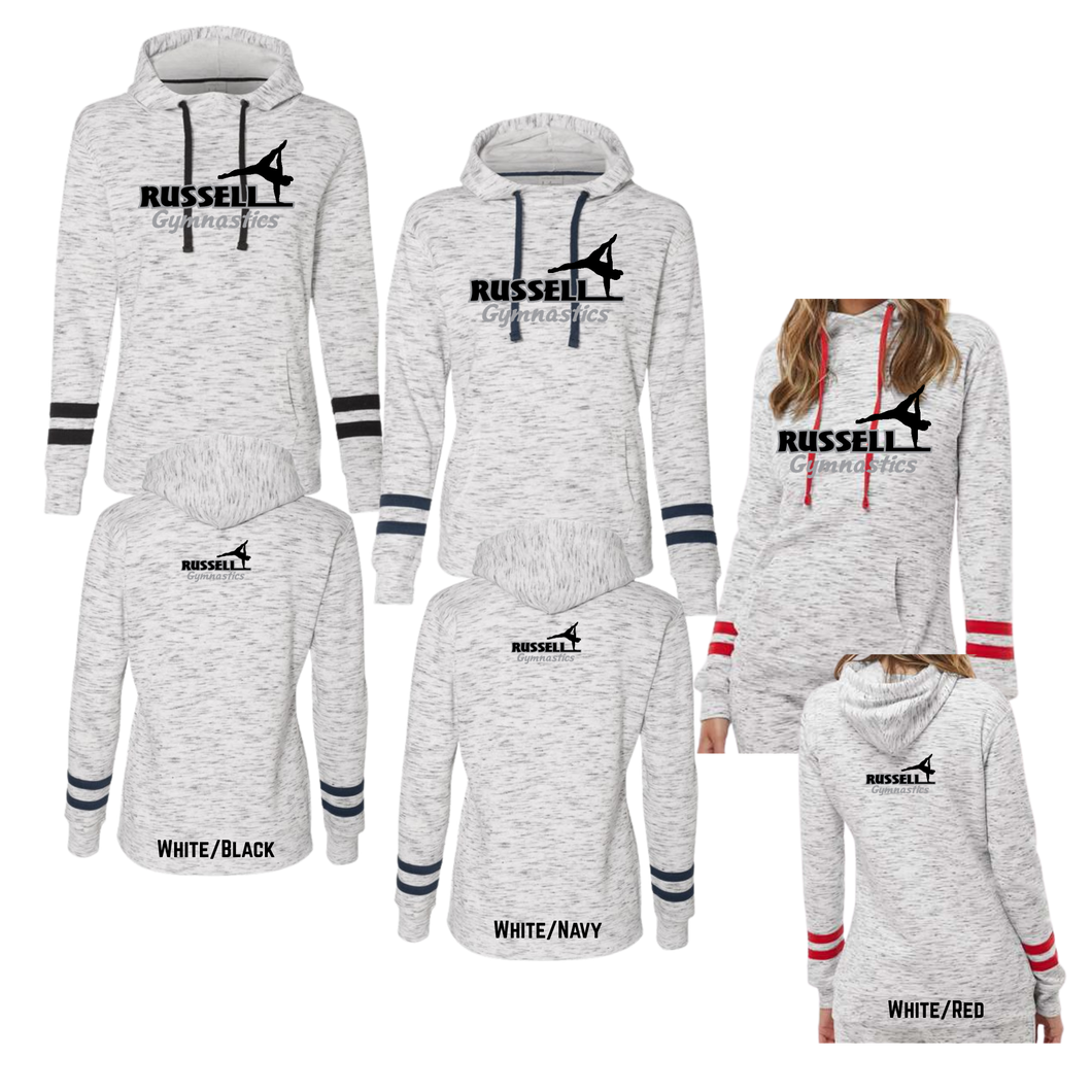 Women’s Mélange Fleece Striped-Sleeve Hooded Sweatshirt