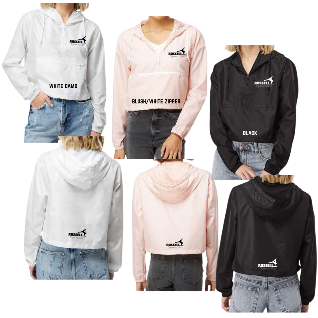 Women's Lightweight Quarter-Zip Pullover Crop Windbreaker