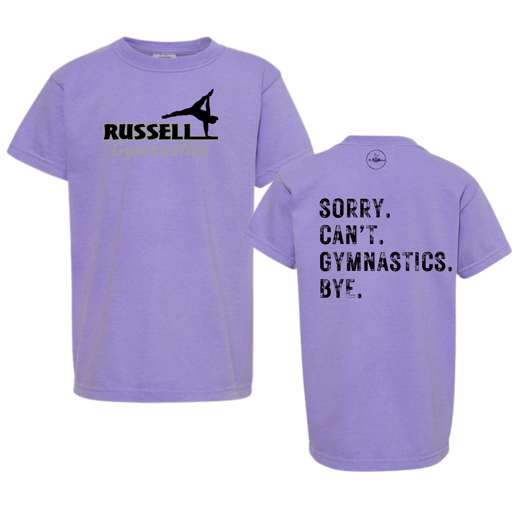 Sorry. Can't. Gymnastics. Bye. Youth Garment-Dyed Heavyweight T-Shirt