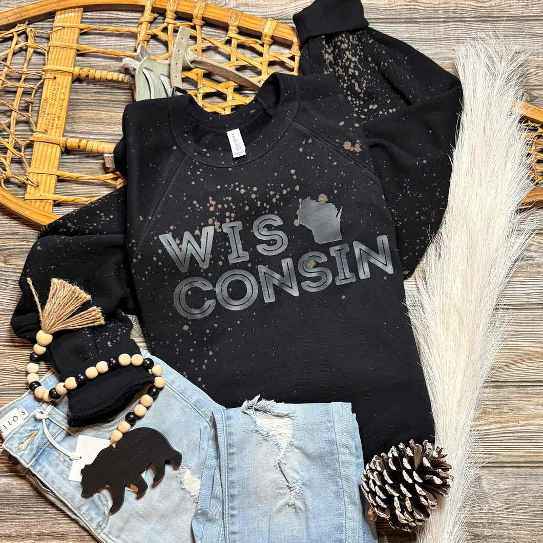 Wisconsin Black on Black Crewneck Sweatshirt